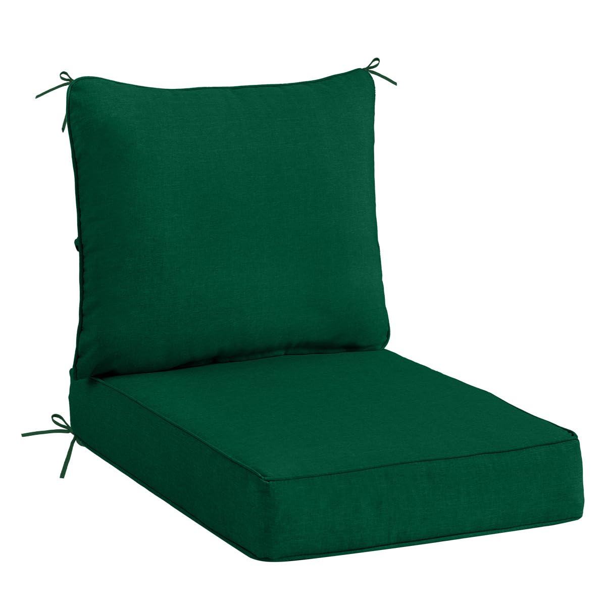 Sundale Outdoor Olefin Deep Seat Cushion, Patio Chair Cushion and Pillow, Water-Resistant Sectional Sofa Pad with Straps Dark Green, 24 x 24 x 4 Inches
