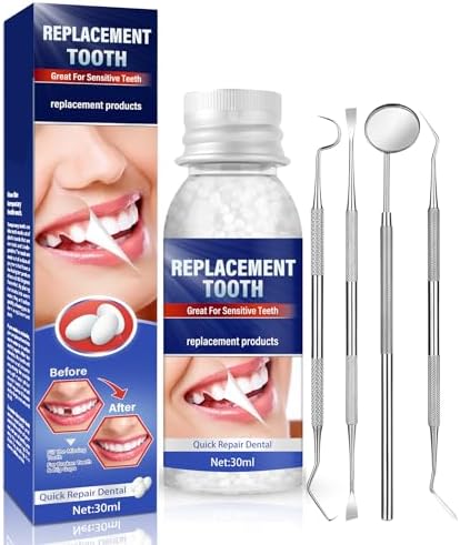 Tooth Repair Kit, Moldable Tooth Filling Repair Kit at Home, Make You Smile Confident Again, 30 ml & 4 Dental Tools