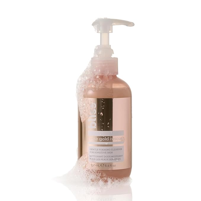 Bliss Rose Gold Rescue Foaming Face Wash – 6.4 Fl Oz – Gentle Cleanser for Sensitive Skin with Rose Water & Colloidal Gold – Non-Drying, Vegan & Cruelty-Free – Removes Makeup & Dirt