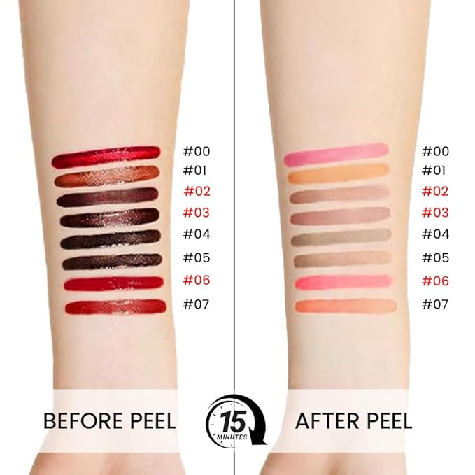 3 Pcs Matte Liquid Lip Stain Peel Off Lip Liner, Long Lasting Lip Tattoo, Waterproof & Transfer-Proof Lip Liner Peel Off Lip Gloss for All Skin Types. #02+#03#06