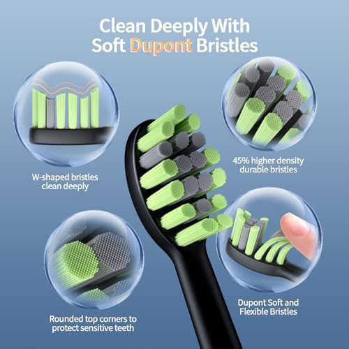 Electric Toothbrush for Adults, 42000 VPM Sonic Toothbrush with 6 Brush Heads, 4 Cleaning Modes,120-Day Battery Life, IPX7 Waterproof Rechargeable Toothbrushes with 2 Mins Smart Timer for Home, Travel