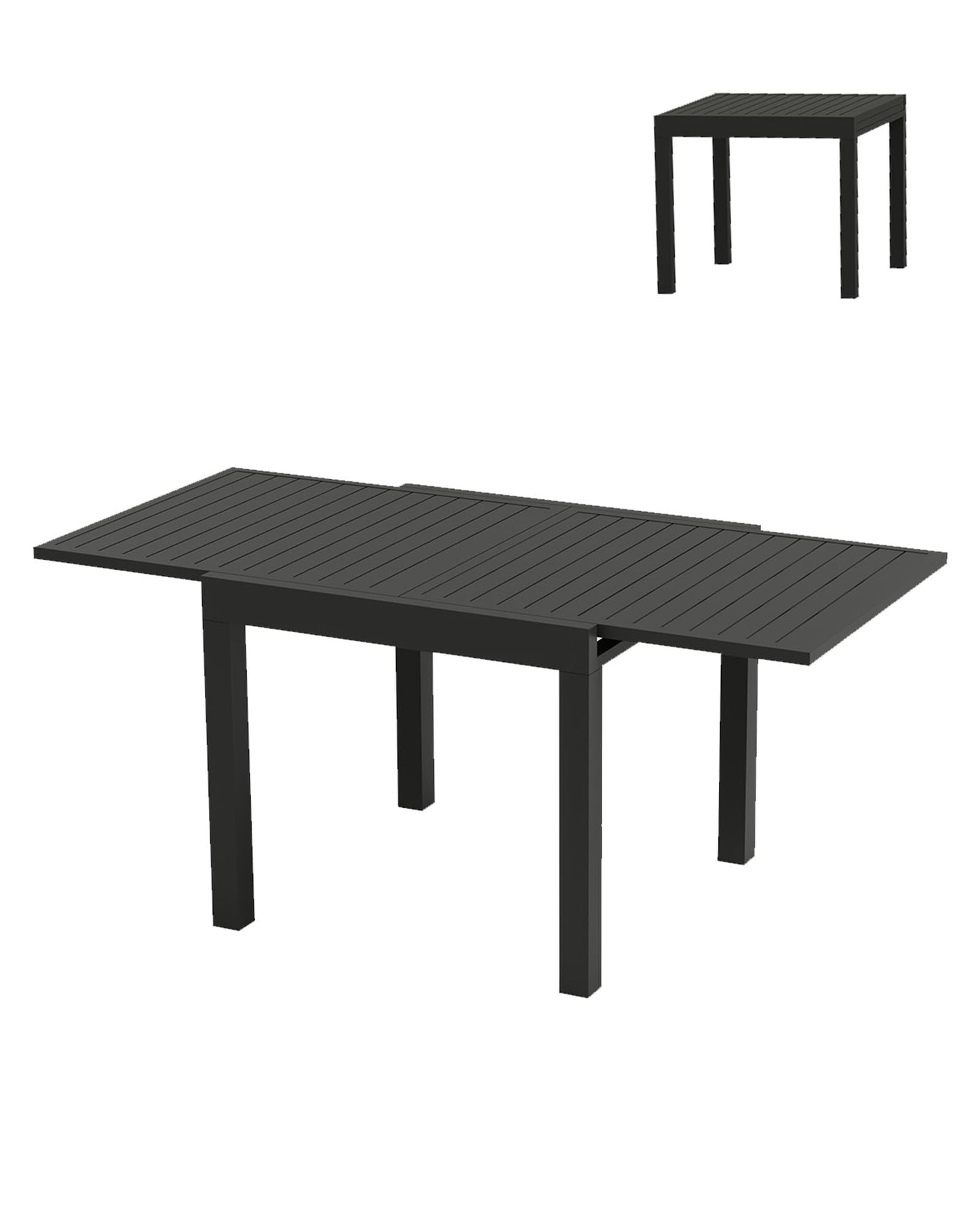 Expandable Patio Table for 4-6 Persons, Extentable Outdoor Dining Table Set 31.5”-63”, Aluminum Slat Frame, Rectangular, for Porch, Deck, Garden, Pools, Table, Grey