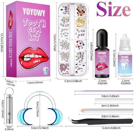 YOYOWY Tooth Gem Kit,Teeth Jewelry Kit with Glue and Light,Tooth Gems Kit for Teeth,Professional DIY Tooth Gem Kit,Fashionable Crystal for Teeth Sweet Smile Gems