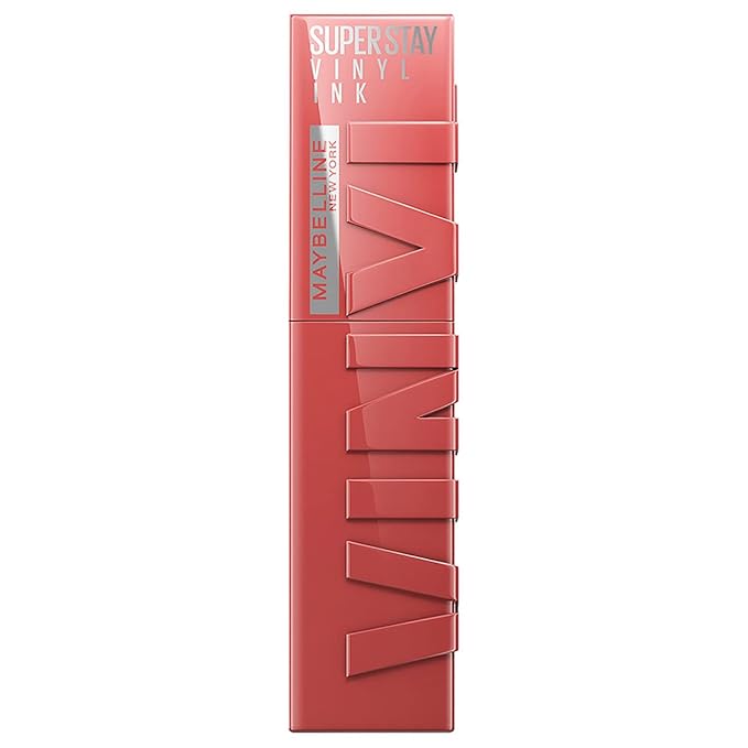 MAYBELLINE Super Stay Vinyl Ink Longwear No-Budge Liquid Lipcolor Makeup Bundle with Peachy 0.14 fl oz and Coy 0.14 fl oz