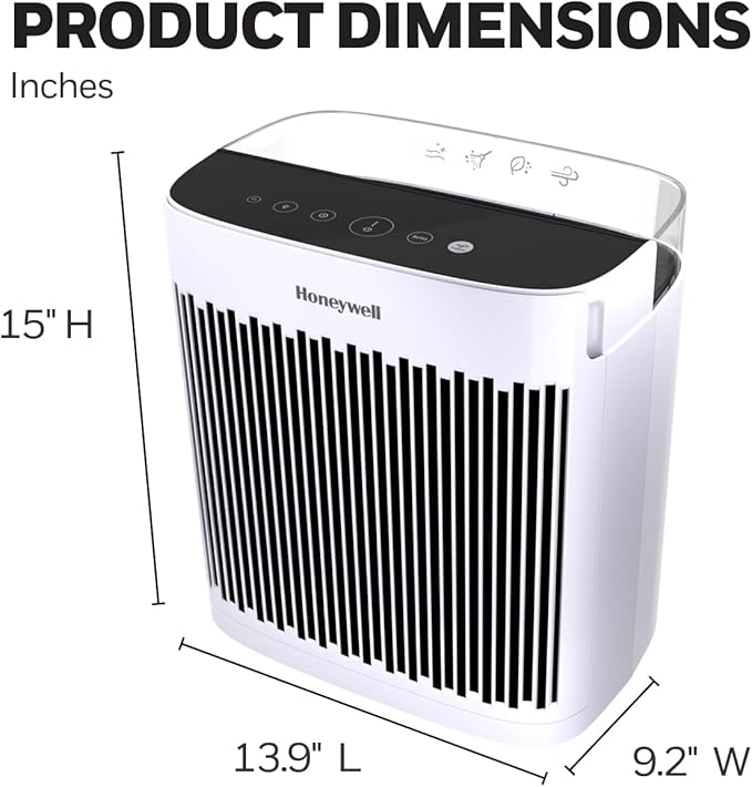 Honeywell InSight HEPA Air Purifier with Air Quality Indicator for Medium-Large Rooms (190 sq ft), White - Wildfire/Smoke, Pollen, Pet Dander, and Dust Air Purifier