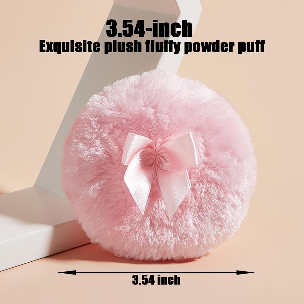 Luxury 4 Inch Glass Loose Powder Container with 2 Soft 3.5" Puffs｜Non-Sealed Refillable Organizer Storage for Body Powder Makeup & Jewelry & Setting Applicator(Crown-Colorful)