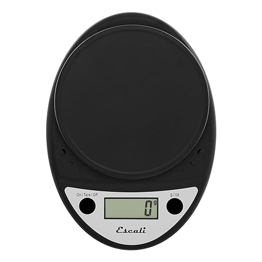 Escali Primo Digital Food Scale Multi-Functional Kitchen Scale and Baking Scale for Precise Weight Measuring and Portion Control, 8.5 x 6 x 1.5 inches, Black