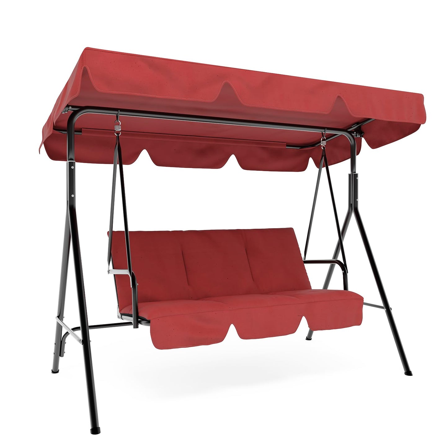 Outdoor Swing Chair with Adjustable Canopy, 3-Person Outdoor Patio SwingChair with Adjustable Tilt Shade, Porch Swing 3 Seater with Canopy
