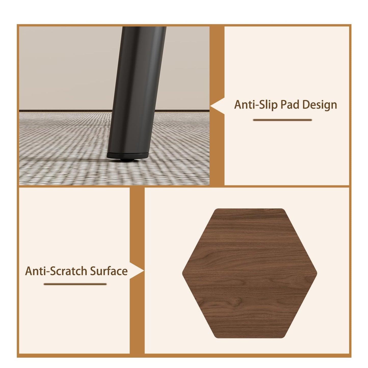 HIPIHOM 47.2'' Dining Table Set for 4,Modern Wood Dining Table,Leather Dining Chairs 4,Table and Chairs Set of 4,Ideal for Kitchen Dining Room (Walnut Color Table + 4 Gray Chairs, 47.2")