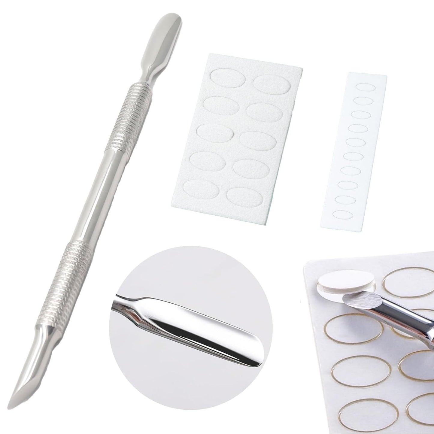 HaimiLiya Pre-treatment Cuticle Pusher, Russian Prep Nail Pushers, Dual Ended Cuticle Remover with 100/180 Grit Sandpaper Sheets, Nail Care for Manicure Pedicure Nail Art