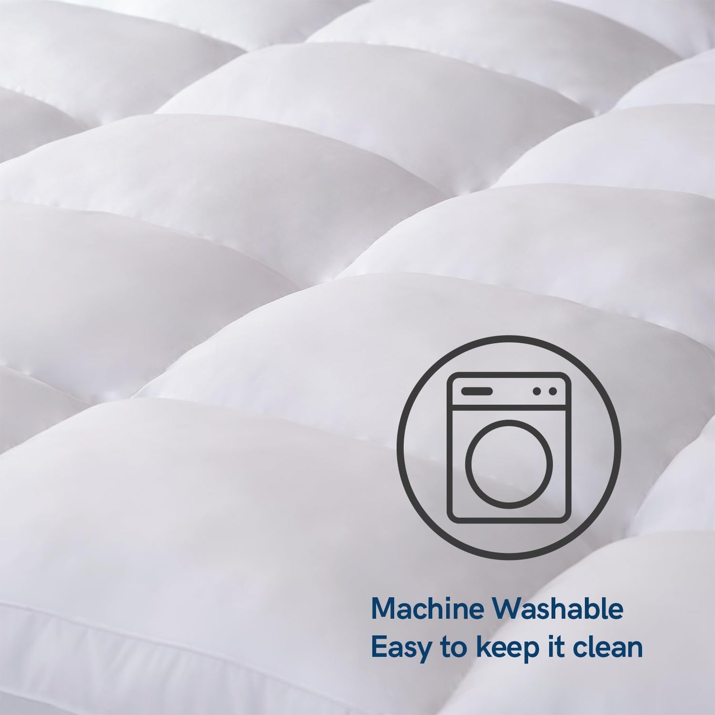 ELEMUSE Super/Olympic Queen Mattress Topper for Back Pain, Extra Thick Mattress Pad Cover, Plush Soft Pillowtop with Elastic Deep Pocket, Overfilled Down Alternative Filling