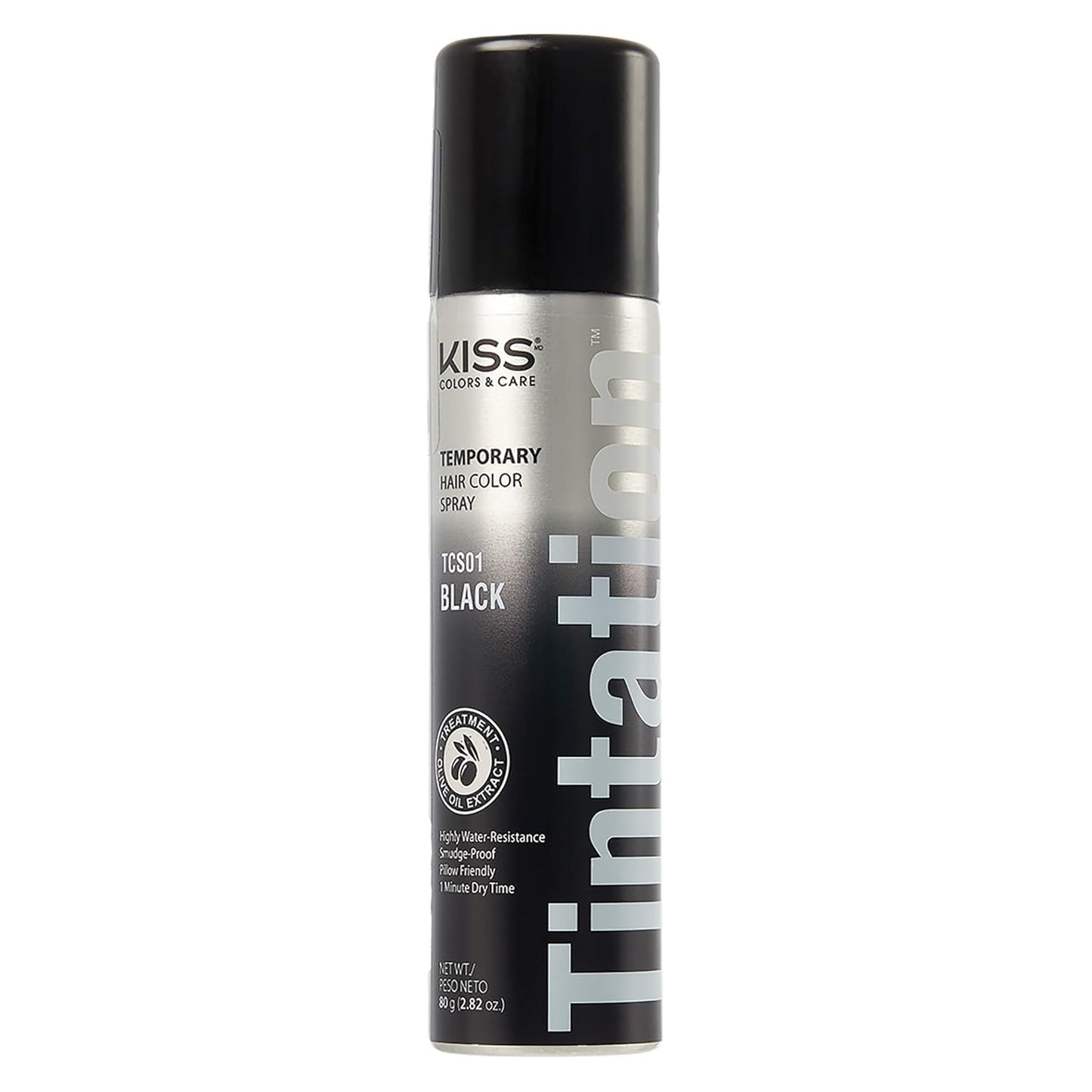 KISS Tintation Root Cover Up Gray Concealer Spray & Mascara Water-Resistant Smudge-Proof Easy Temporary Hair Color Change (Black)