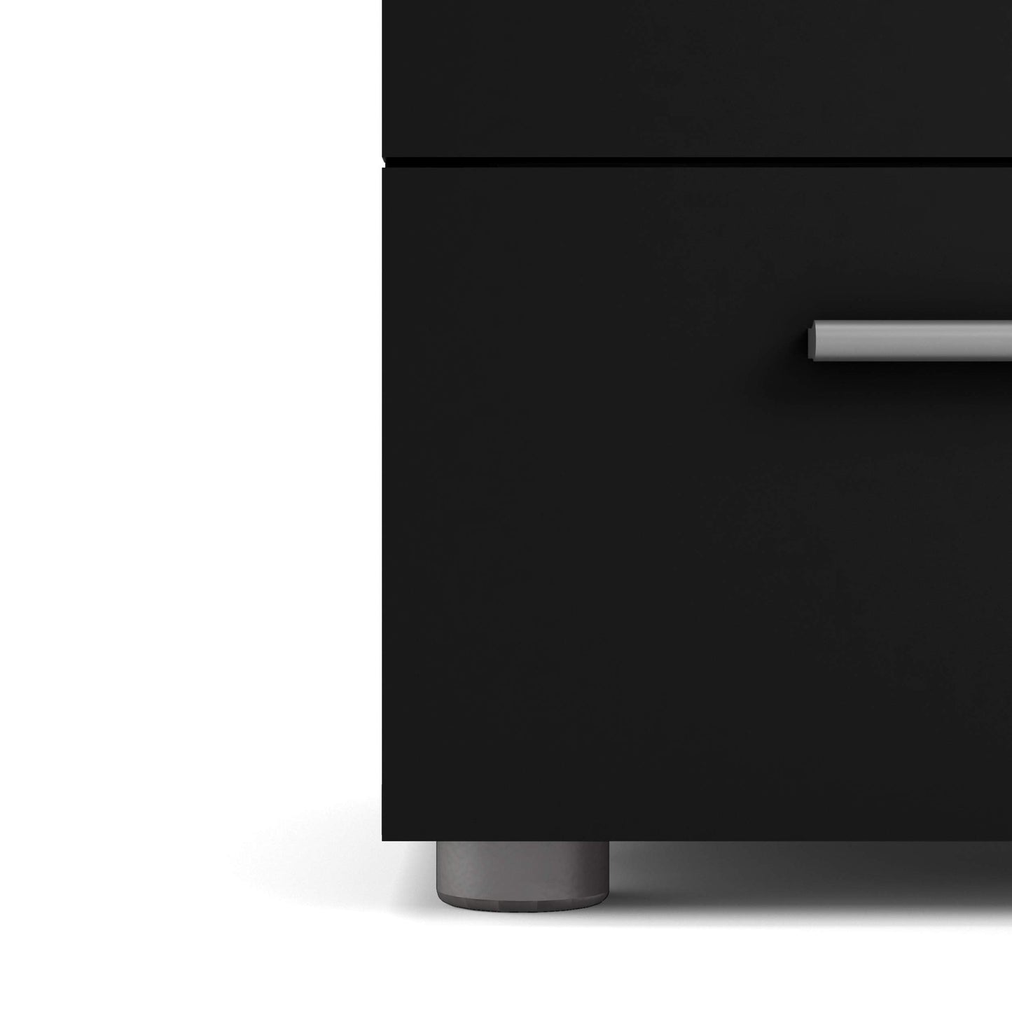 Tvilum, 2 Drawer Nightstand for Bedroom, Modern Silver Drawer Handles, Contemporary, Black