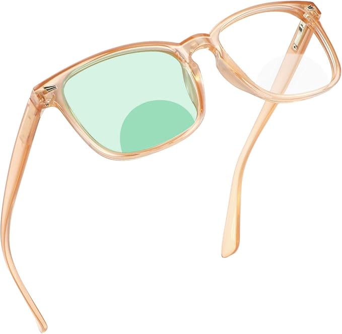 YEIN Bifocal Reading Glasses with Blue Light Blocking Lenses, Bifocal Reader for Women and Men, Vintage Square frame with Spring Hinge (+0.50/+2.50 magnification)
