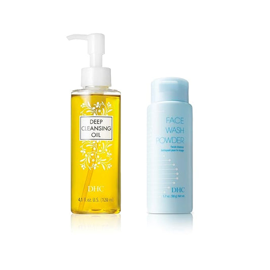 DHC Deep Cleansing Oil 4.1 Fl Oz. and Face Wash Powder 1.7 oz. Net wt.