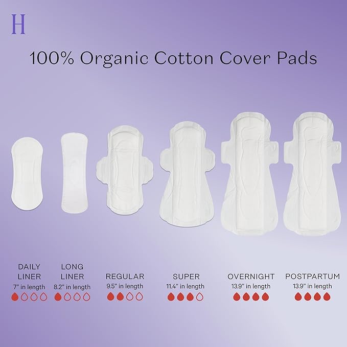 The Honey Pot Company - Sanitary Pads for Women - Non-Herbal Overnight w/Wings - Organic Cotton Cover, & Ultra-Absorbent Pulp Core - Feminine Care - FSA & HSA Eligible - 12 ct