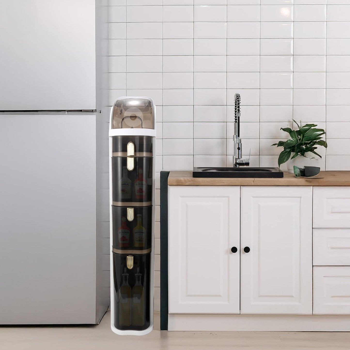 FZANVAN Bathroom Floor Cabinet, Narrow Bathroom Storage Cabinet, Mobile and No Installation Required, Perfect for Small Space Laundry Rooms, Toilet Areas and Living Room Gaps