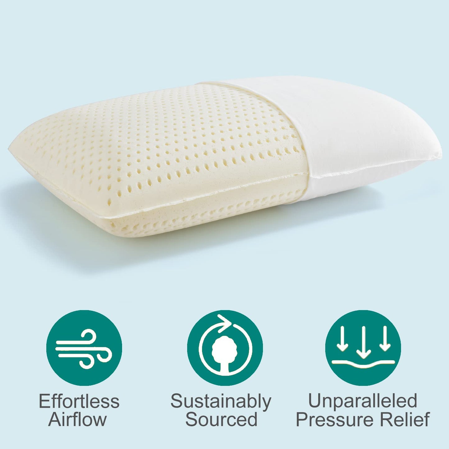 AWRFOHE Latex Pillow, 100% Talalay Natural Latex Pillow, Soft Sleeping Bed Pillows with Cotton Cover, Queen Size, Perfect for Side/Back Pain, Stomach, Neck, Stress Relief (Queen)