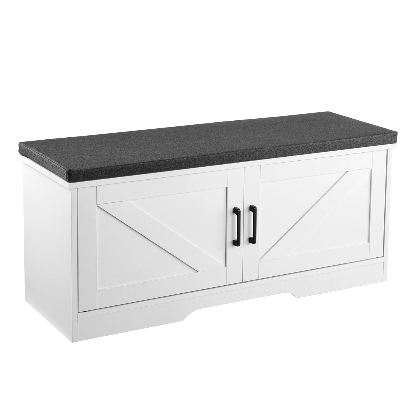 VEVOR Shoe Storage Bench with Padded Cushion & 2 Barn Doors, Entryway Bench 39.4 x 14.0 x 18.1 Inches, for Entryway, Hallway, Living Room, Bedroom