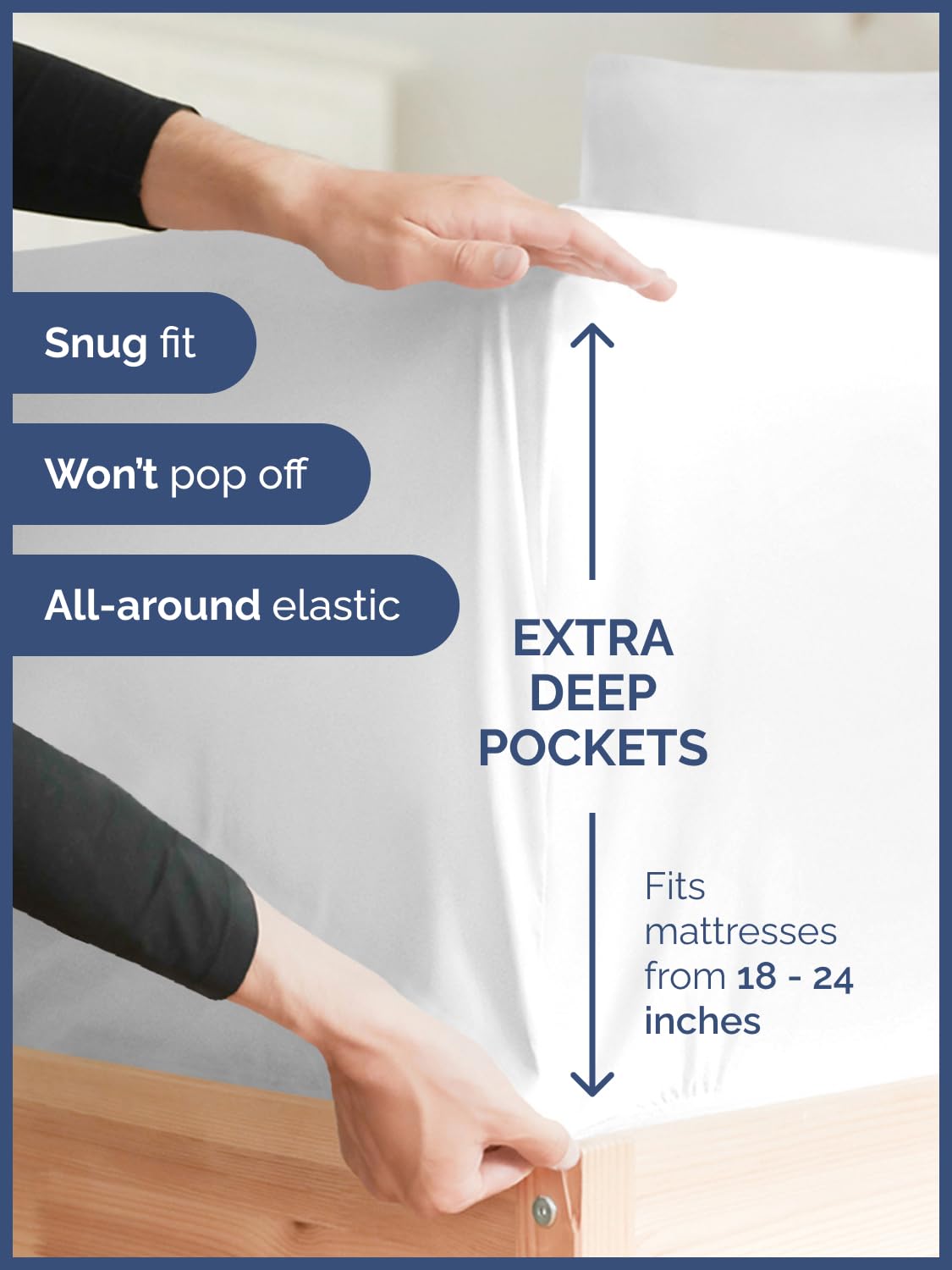 Extra Deep Pocket Queen Sheets - 4 Piece Breathable & Cooling Bed Sheets - Hotel Luxury Bed Sheet Set - Soft, Wrinkle Free & Comfy - Easily Fits Extra Deep Mattresses - Deep Pocket White Sheets Set