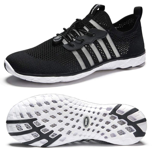 SUOKENI Women's Quick Drying Slip On Water Shoes for Beach or Water Sports Blackwhite,Size:US 9/EU 40