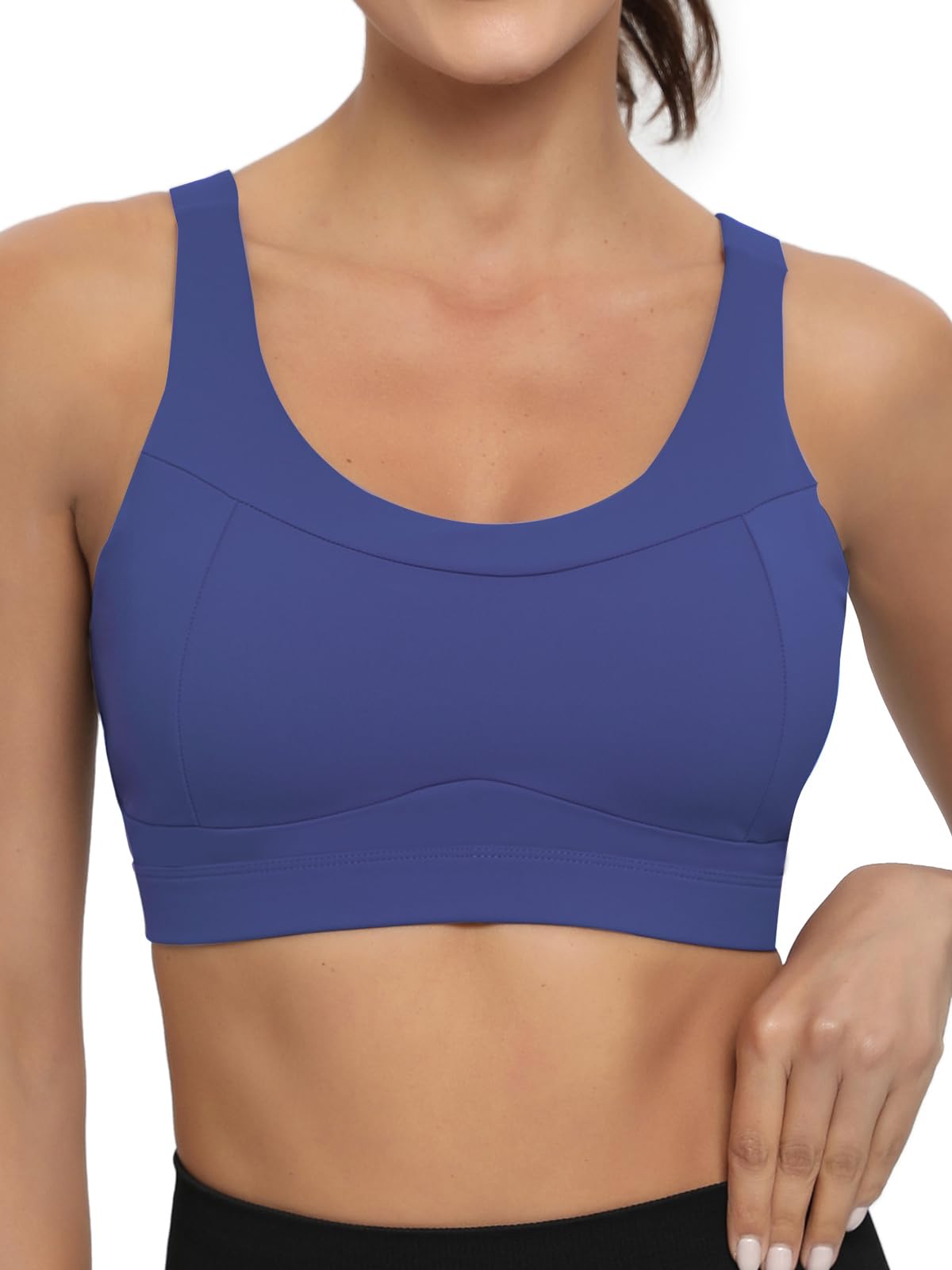 RUNNING GIRL High Impact Sports Bras for Women,Racerback Running Bra Workout Crop Tank Tops Longline Sports Bra Push up(WX2667 Violet S)