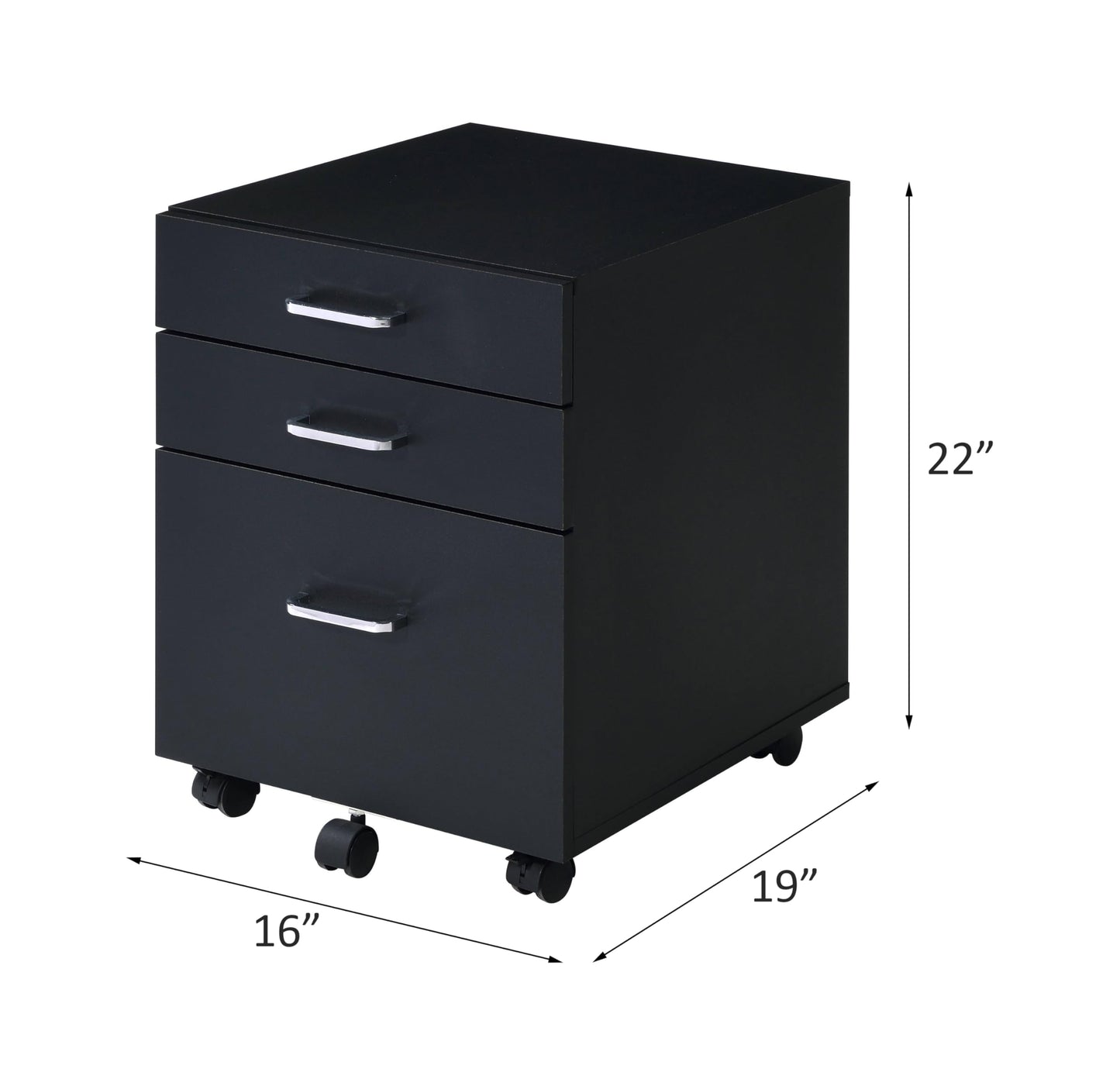 YINGCHAOJI File Cabinet,3 Drawers Filing Cabinet for Home Office,Storage Drawers,with Wheels,Rolling Mobile,Printer Stand,Office,WorkHanging File Folders,19" L x 16" W x 22" H,Black