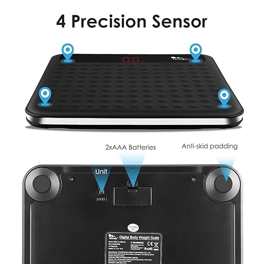 himaly Digital Body Weight Scale Bathroom Scale, Step-On Technology High Precision Measurements Scales with Large Non Slip Silicone Platform and LCD Digital Display, 400lbs/180kg Capacity