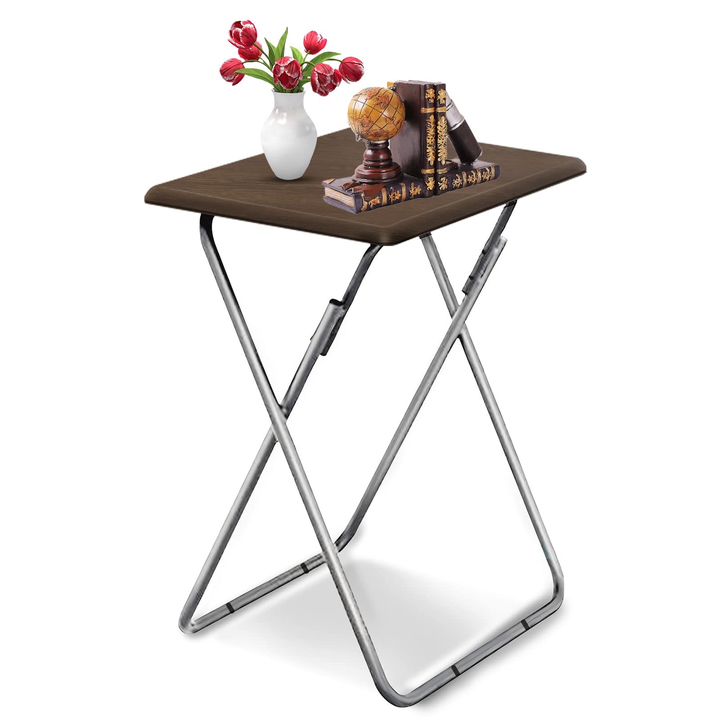 Garden 4 you 25In Portable Folding TV Tray Table on Bed & Sofa,TV Dinner Tray with Sturdy MDF,Portable Table with No Assembly Required （Walnut,1PC）