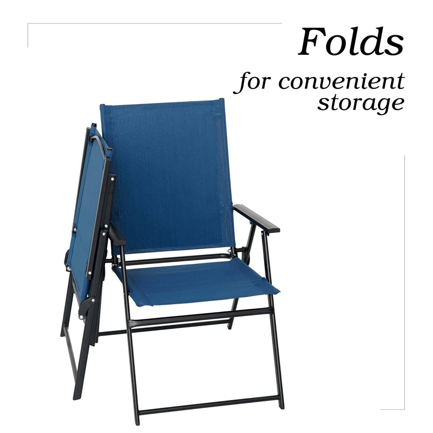 Anmutig Patio Folding Chairs, Outdoor Portable Dining Chairs for Lawn Garden and Porch,Set of 4 - Navy
