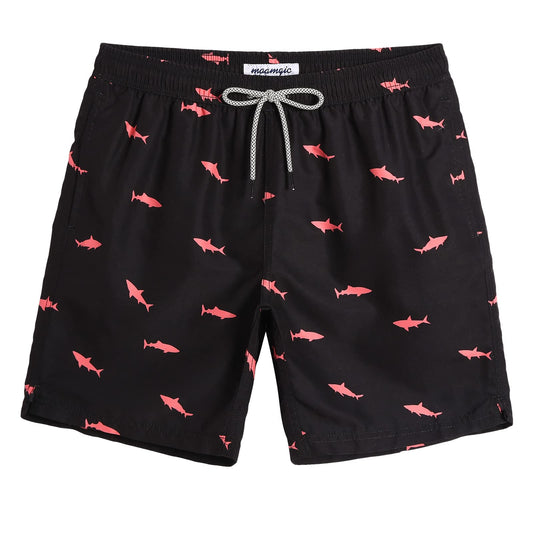maamgic Mens Swim Trunks Quick Dry Swim Shorts with Mesh Lining Funny Swimwear Bathing Suits Black Shark X-Small