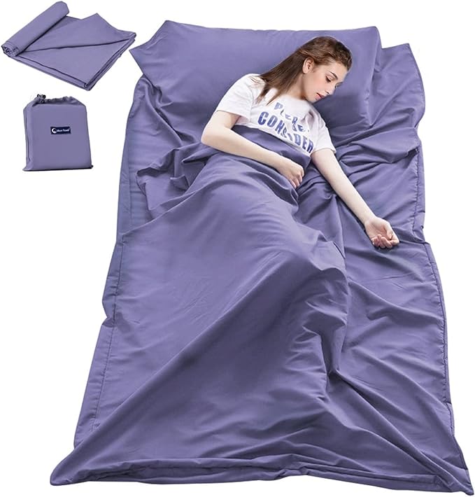Sleeping Bag Liner Travel Sheets for Hotel Camping Sheets Travel Bed Sheets for Hotel Lightweight Single &Double Compact Sleeping Bag Sack Breathable Travel Sleeping Bag for Hotels Adult Compact Sacks
