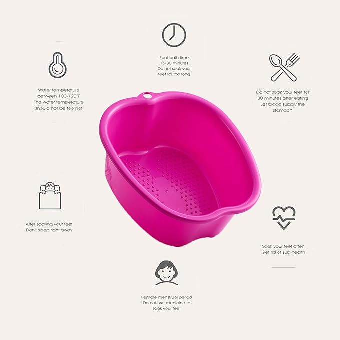 Foot Soaking Bath Basin: Plastic Foot Spa Basin for Soaking Feet - Foot Soaking Tub with Massage Dots - Roomy Foot Soak Bucket for Water Spa and Foot Massage (Purple)