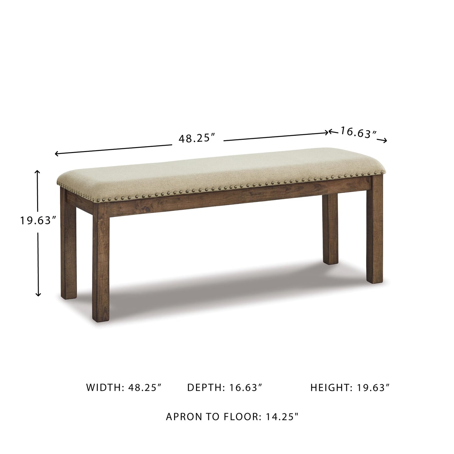 Signature Design by Ashley Moriville Casual Rustic Upholstered Dining Bench, Grey & Brown