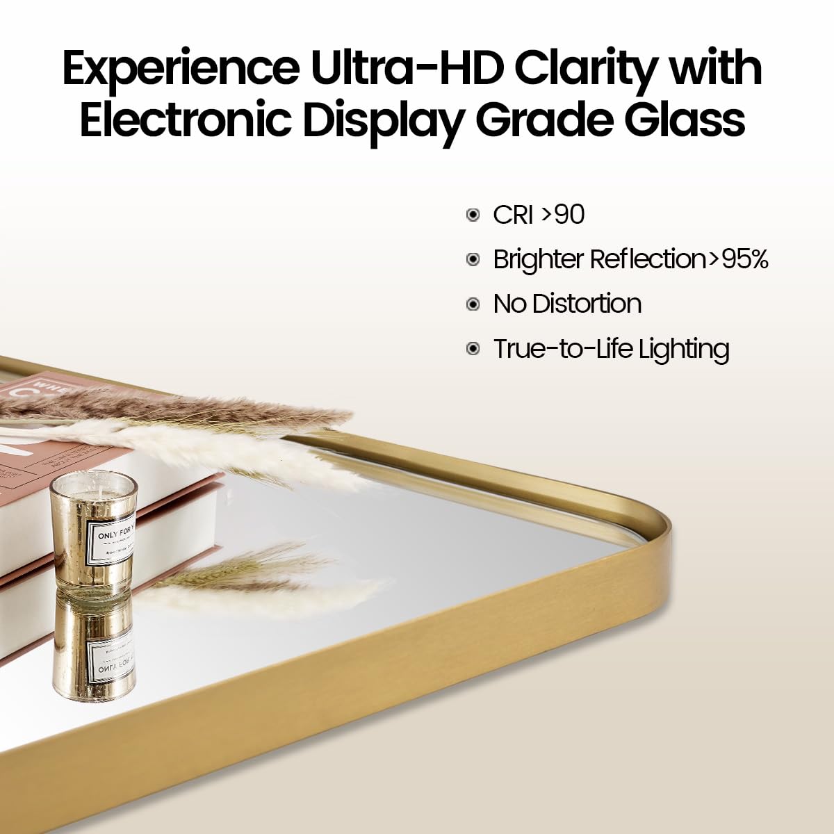 MOON MIRROR 20" x 28" Brushed Gold Metal Framed Pivot Rectangle Bathroom Mirror for Wall, Tilting Rounded Rectangular Vanity Mirror Hangs Vertical only