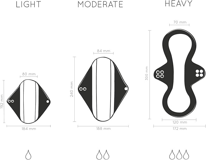Reusable Sanitary Pads with Discreet Pouch | Mix Pack | Cloth Menstrual Pads | Reusable Feminine Pads | Cloth Panty Liners | Washable Pads Menstrual | Zero Waste Reusable Period Pads | Bambaw