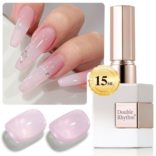 Double Rhythm Translucent Gel Polish Sheer Neutral Natural Light Milky Same Color Same Bottle 15ML Jelly Nail Polish Nail Art DIY at Home (Pink Purple-A1314)