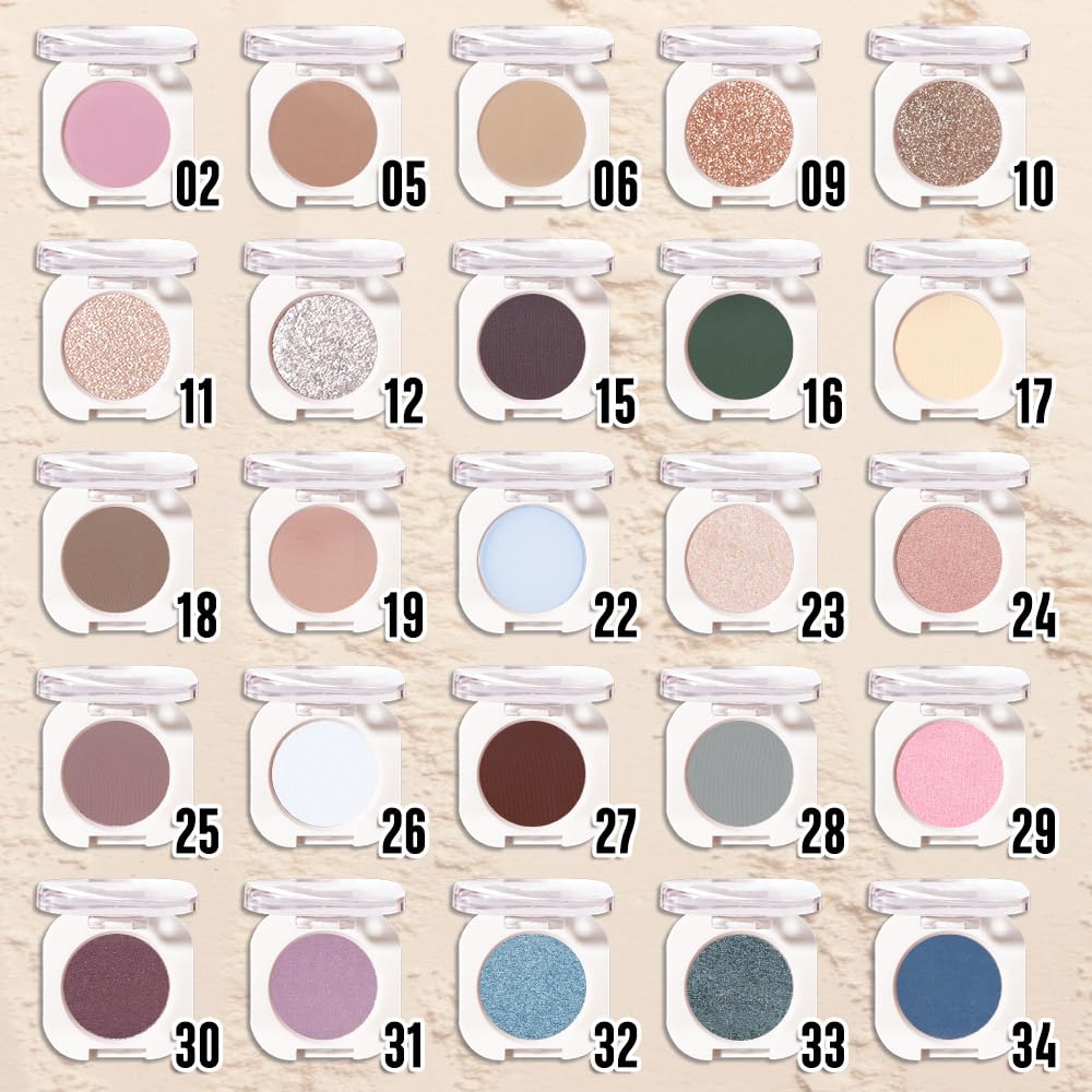 Single Glitter Shimmer Sparkle Eye shadow Palette Makeup, Sheer White Sparkle Eyeshadow for Women, Pigmented Waterproof Sombras Para Ojos, Vegan, Talc, Paraben & Cruelty Free, 23