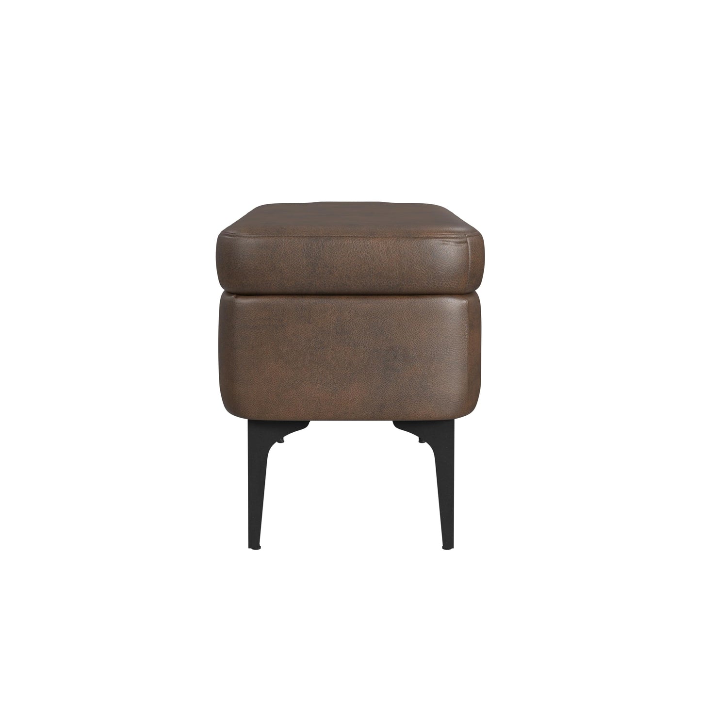 HomePop Upholstered Storage Bench with Metal Leg Home Décor|Bench with Storage for Living Room & Entryway - Brown Faux Leather