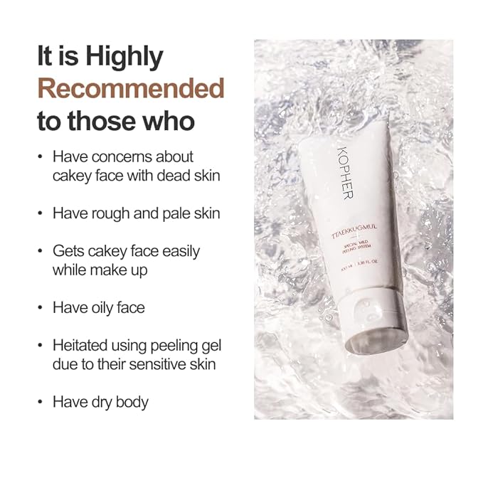 Kopher Ttaekkugmul Mild Peeling Brightening, Smoothing, Hydrating Exfoliator for Sensitive Skin, Daily Exfoliant for Glow Skin, Korean Skincare (100ml, 3.38 fl.oz.)
