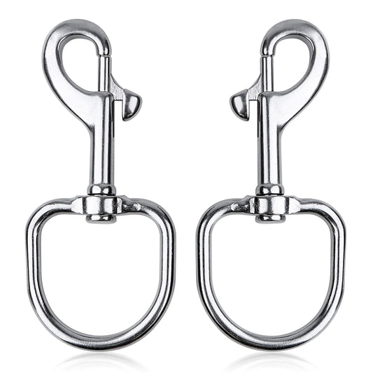 Swivel Large Eye Bolt Snap Hooks 2 Pieces, Heavy Duty Single Ended Trigger Snap Clips Marine Grade 316 Stainless Steel Buckles Clasp for Scuba Diving, Boat Anchor Rope, Dog Leash