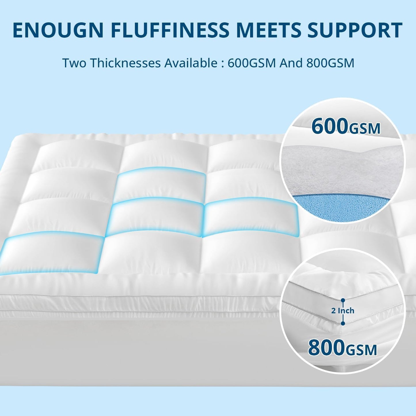 YUGYVOB Queen Mattress Topper Extra Thick, Cooling, and Breathable Mattress Pad 8-21" Deep Pocket Soft Down Alternative Fill