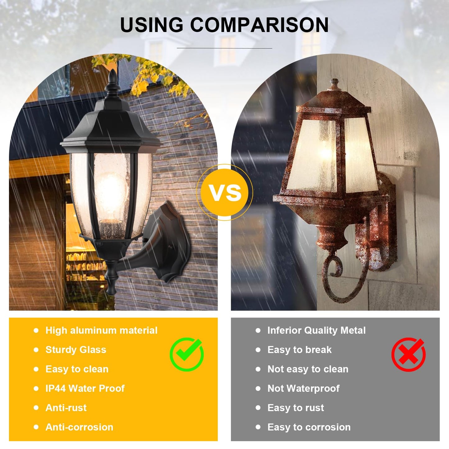 Outdoor Wall Lantern, 14 Inch Porch Light Fixtures with Seed Glass Shades, Waterproof Exterior Wall Lights, Mounted Outside Lighting for House Farmhouse Patio Doorway Garage (E26 Base Max 40W)