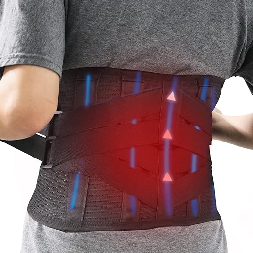 Back Brace with Heating Pad for Lower Back Pain, Cordless Heating Pad for Back, Heated Back Brace for Women and Men, Back Support Brace for Sciatica, Scoliosis, Herniated Disc, Cramps, XL