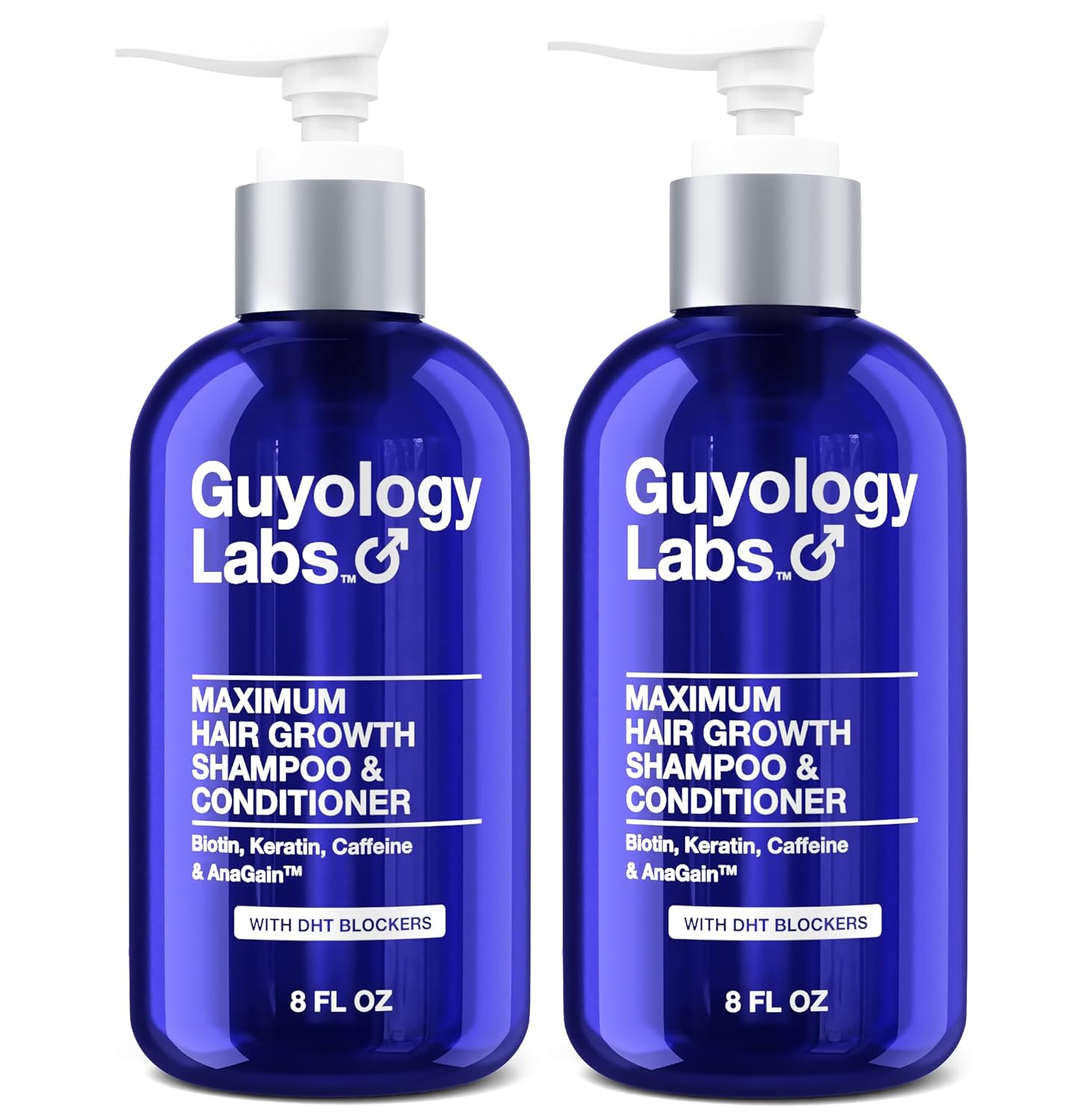 2 x Hair Growth Shampoo For Men - With Conditioner for Thinning Hair - Natural DHT Blockers To Reduce Hair Loss - Biotin and Keratin Best for Growth and Thickening - Made in USA