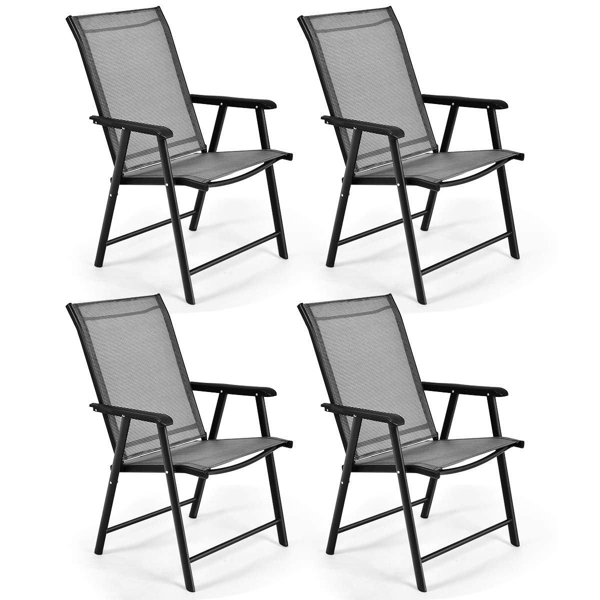 S AFSTAR Folding Chairs for Outside, Outdoor Patio Chairs Set of 4, Patio Dining Chairs with Armrests, Foldable Outdoor Chairs for Lawn Deck Backyard Porch, Folding Chairs for Adults