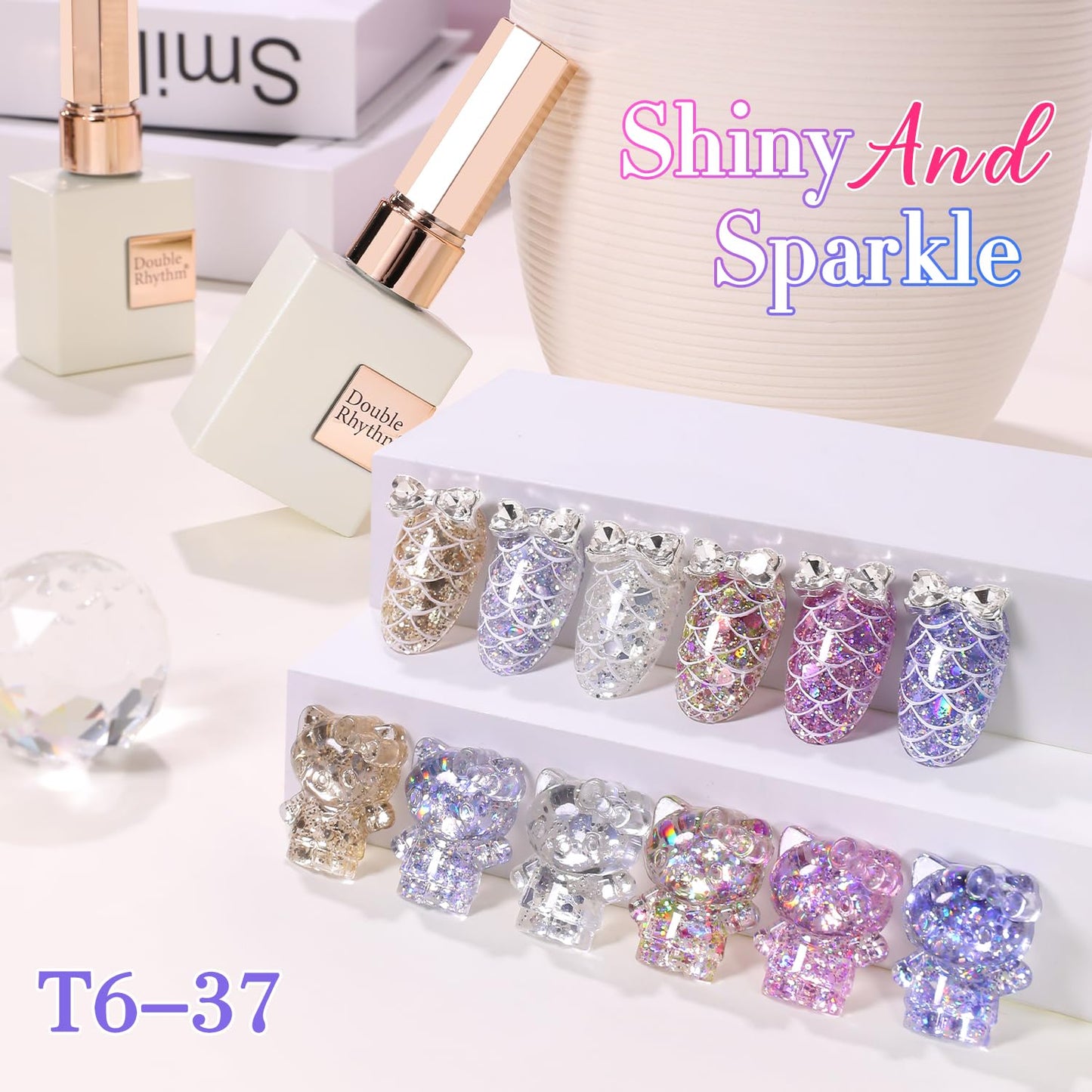 Double Rhythm 0.5Oz Glitter Gel Polish Shimmer Reflective Color for Nail Art Salon DIY Soak Off 15ml Nail Lamp Gel Polish at Home (Silver Sequin-B1017)