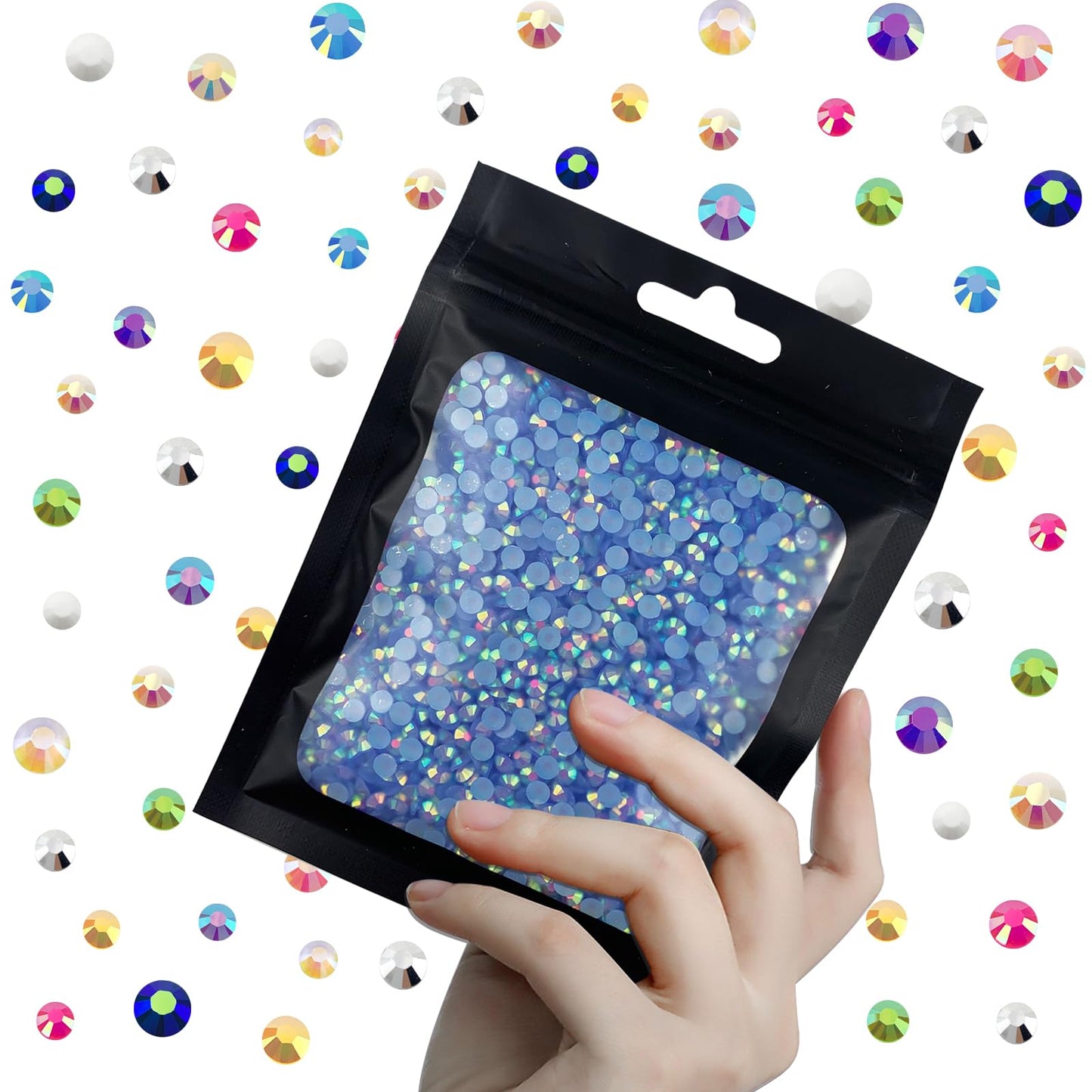 CLRDIVA 3000pcs 4mm Light Blue AB Flatback Resin Rhinestones Bulk Jelly Gems Flat Back Crystals Non Hotfix Wholesale Stones Diamonds for Crafts Tumblers Face Eye Makeup Nails Bling DIY Decoration