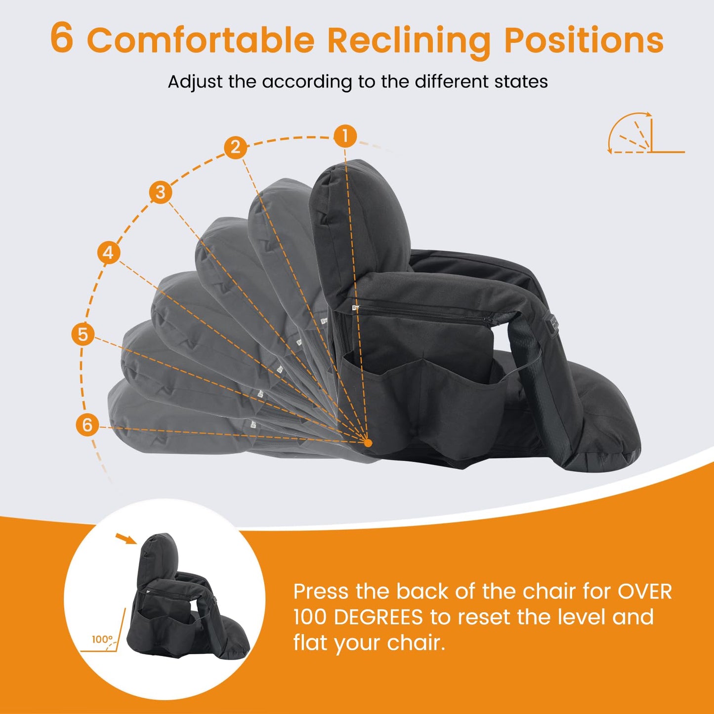 LILYPELLE Double Heated Stadium Seat Bleacher Seat with Back & Arm Support, Portable 6 Reclinng Positions Stadium Seating for Bleachers, Bleacher Seats for Sports Events, Outing, Travelling, Hiking