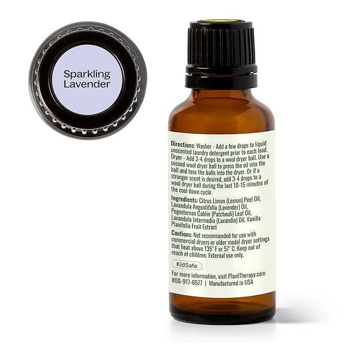 Plant Therapy Sparkling Lavender Laundry Essential Oil Blend 30 mL (1 oz) Pure, Undiluted, Wash Fragrance and Scent Enhancer